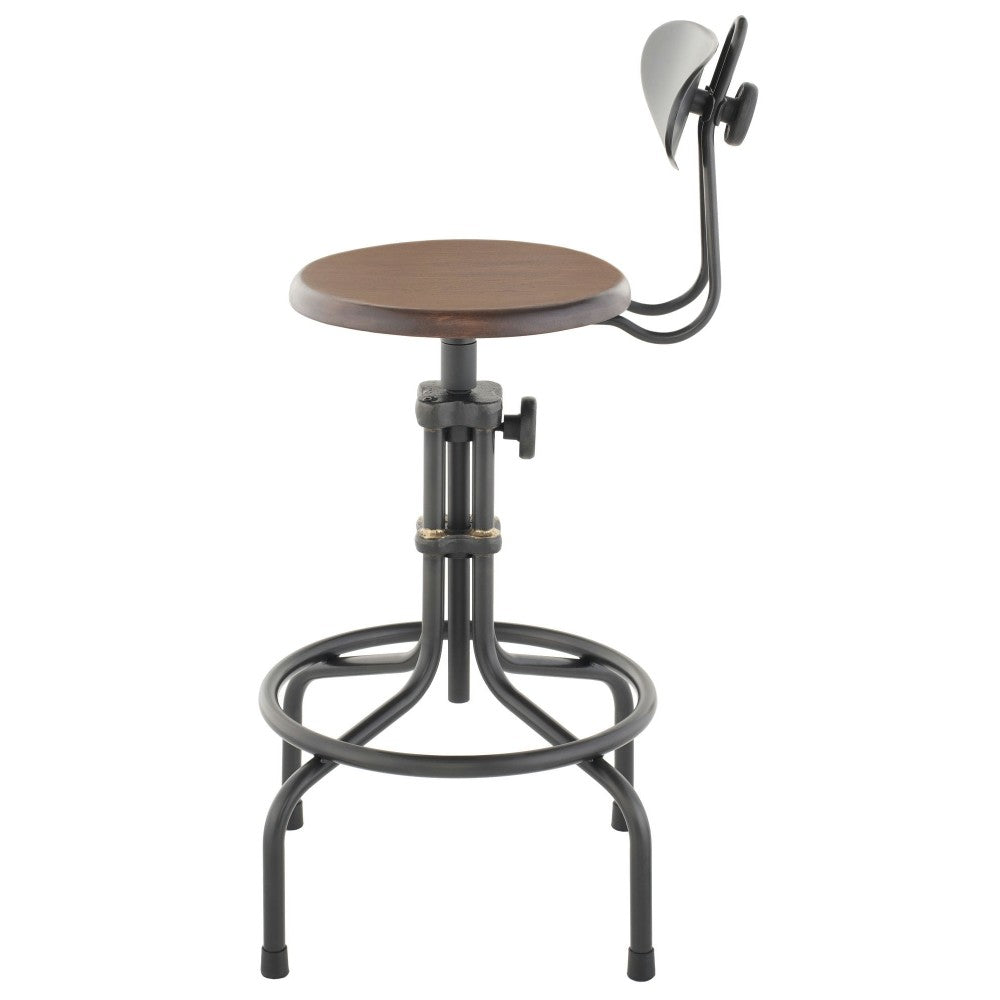 V19C-B Burnt Brown Wood Adjustable Stool