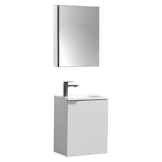 Valencia 20" Glossy White Wall Hung Modern Bathroom Vanity w/ Medicine Cabinet