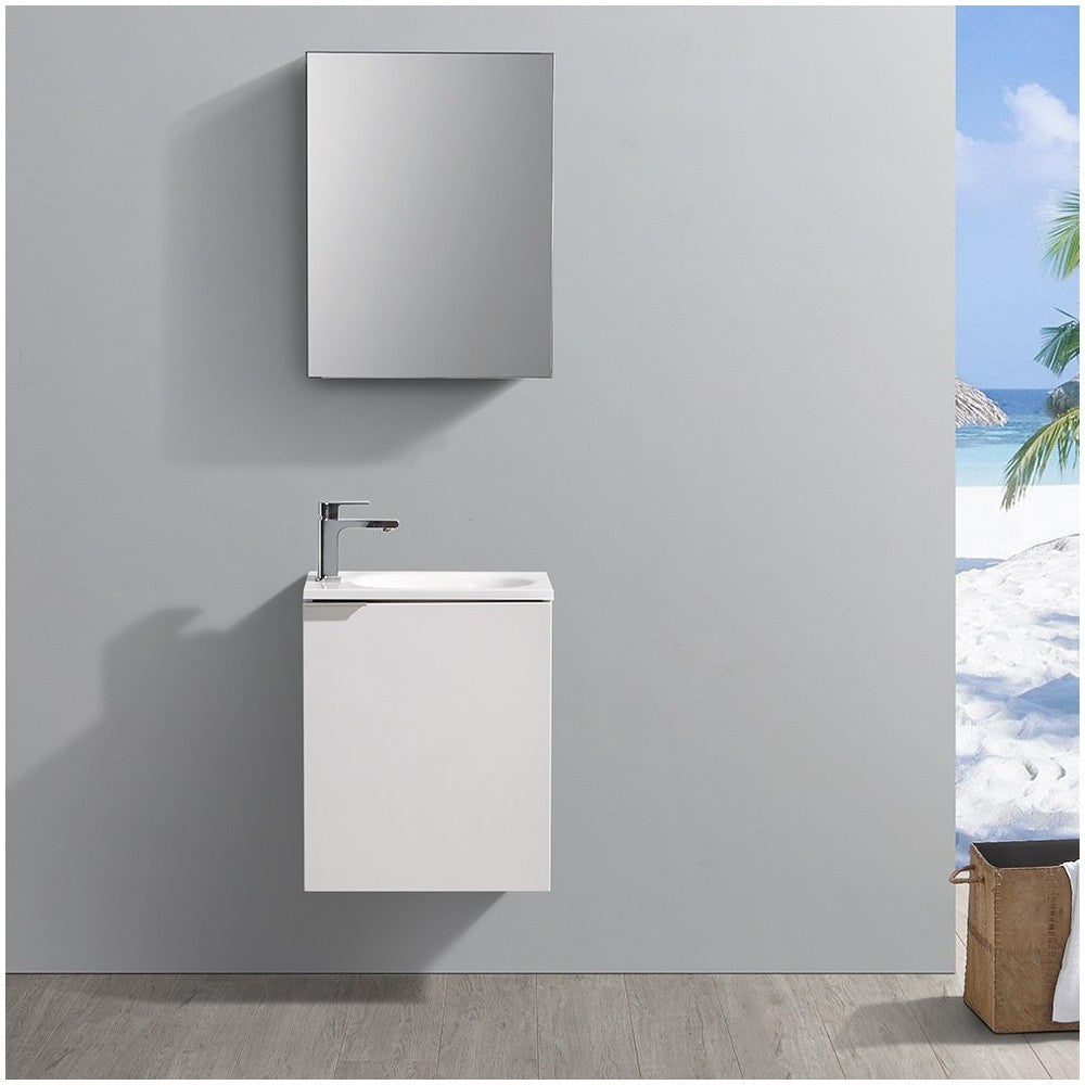 Valencia 20" Glossy White Wall Hung Modern Bathroom Vanity w/ Medicine Cabinet