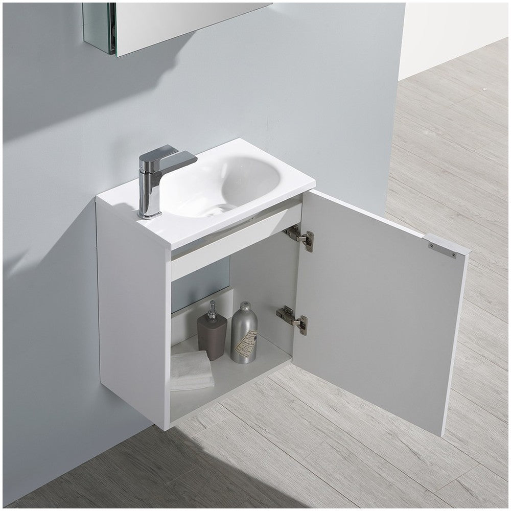 Valencia 20" Glossy White Wall Hung Modern Bathroom Vanity w/ Medicine Cabinet