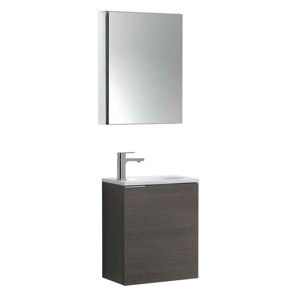 Valencia 20" Gray Oak Wall Hung Modern Bathroom Vanity w/ Medicine Cabinet