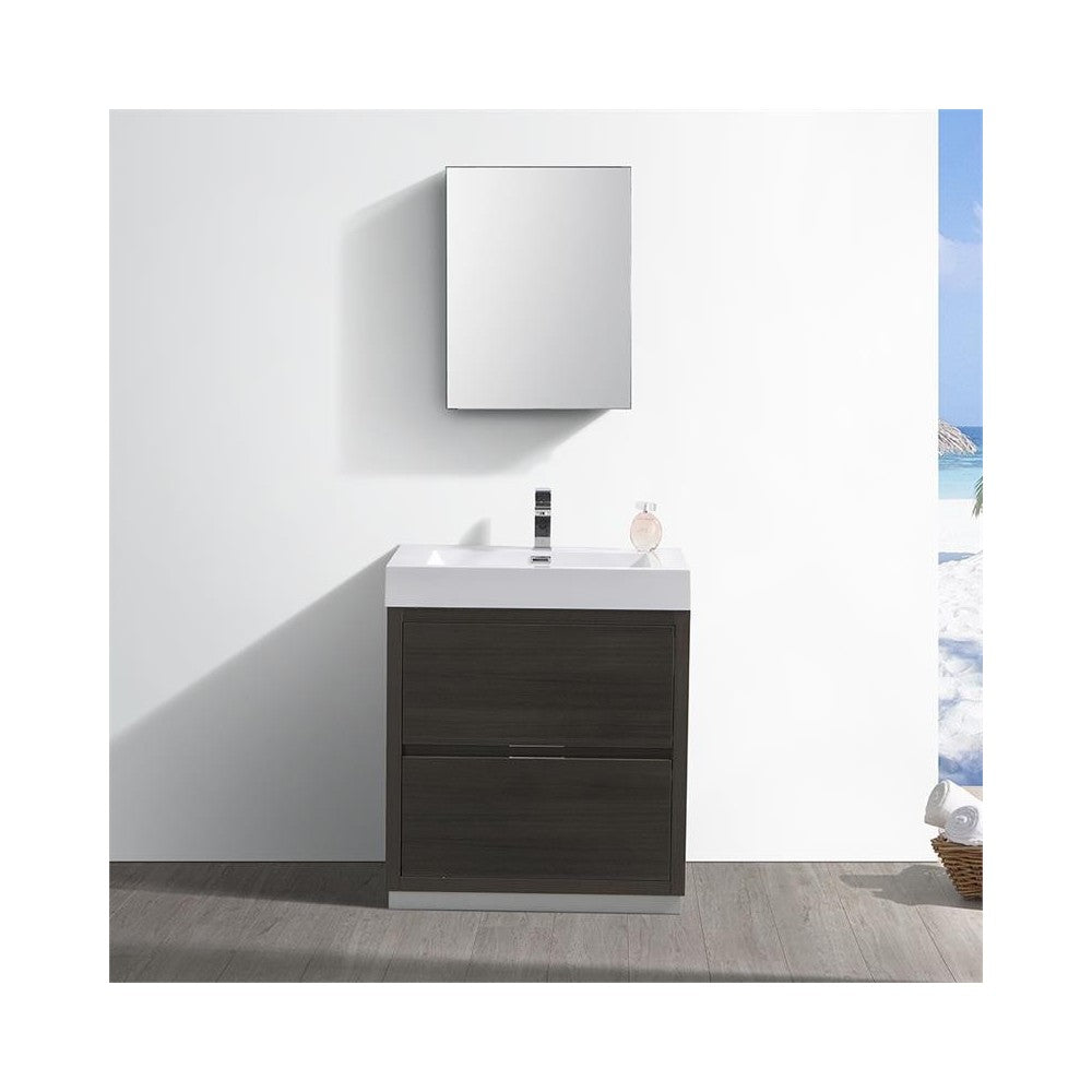 Valencia 30" Gray Oak Free Standing Modern Bathroom Vanity w/ Medicine Cabinet