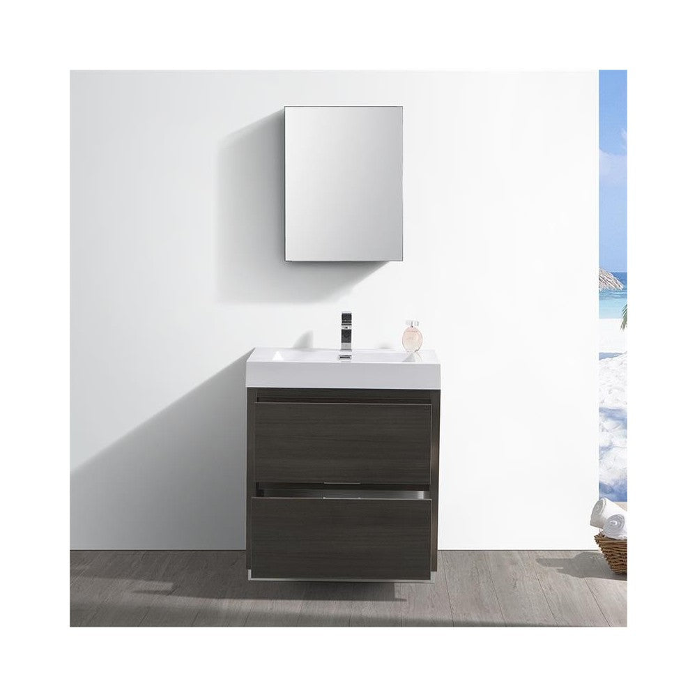 Valencia 30" Gray Oak Free Standing Modern Bathroom Vanity w/ Medicine Cabinet