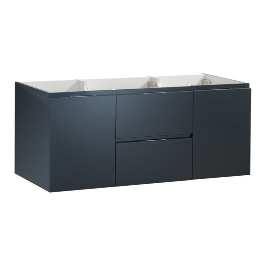 Valencia 48" Dark Slate Gray Wall Hung Double Sink Modern Bathroom Cabinet