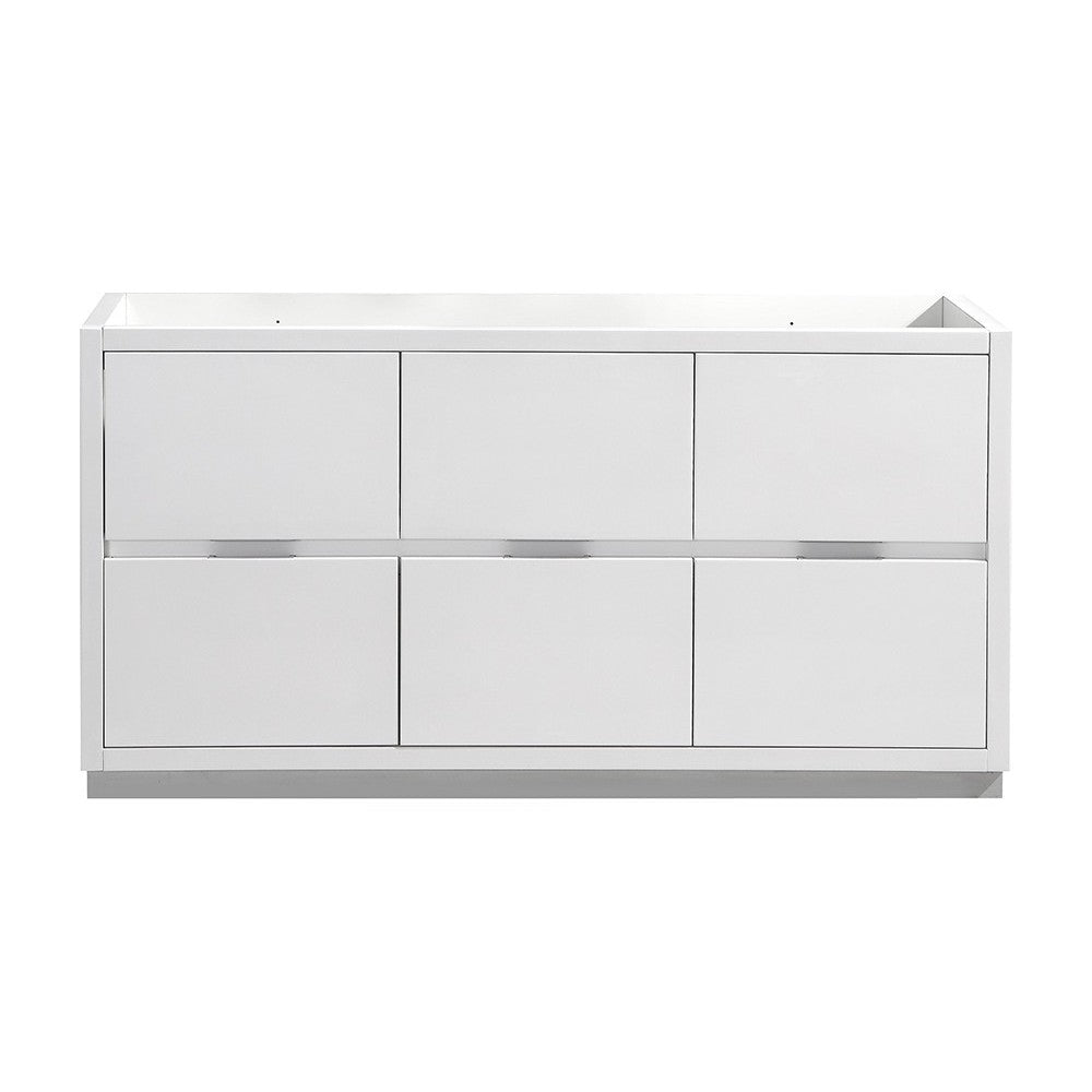 Valencia 48" Glossy White Free Standing Double Sink Modern Bathroom Cabinet