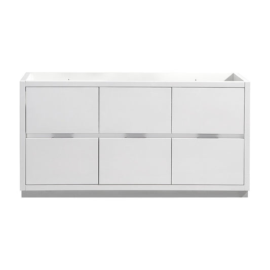 Valencia 48" Glossy White Free Standing Double Sink Modern Bathroom Cabinet