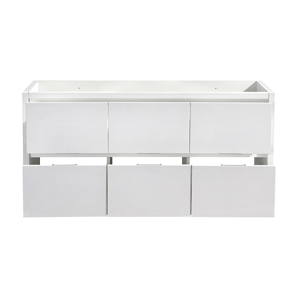 Valencia 48" Glossy White Free Standing Double Sink Modern Bathroom Cabinet