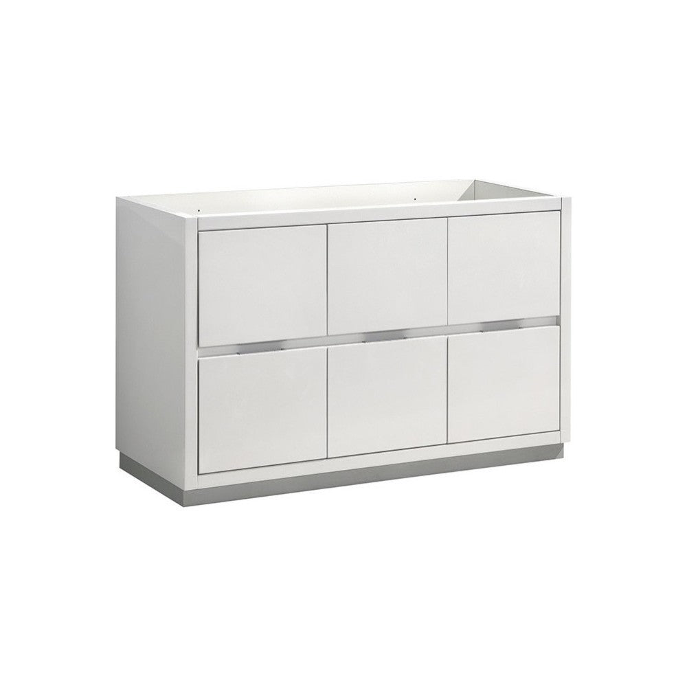 Valencia 48" Glossy White Free Standing Single Sink Modern Bathroom Cabinet