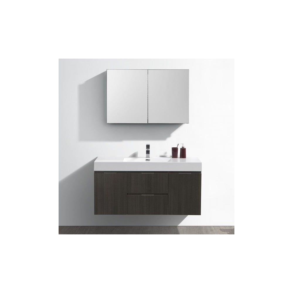 Valencia 48" Gray Oak Wall Hung Modern Bathroom Vanity w/ Medicine Cabinet