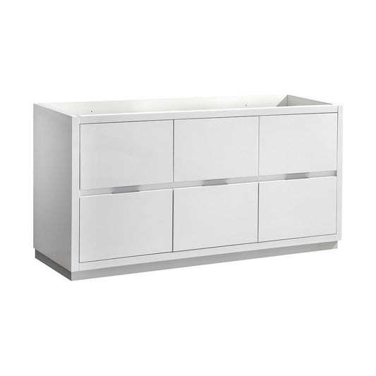 Valencia 60" Glossy White Free Standing Single Sink Modern Bathroom Cabinet