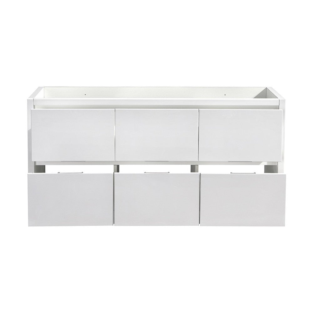 Valencia 60" Glossy White Free Standing Single Sink Modern Bathroom Cabinet