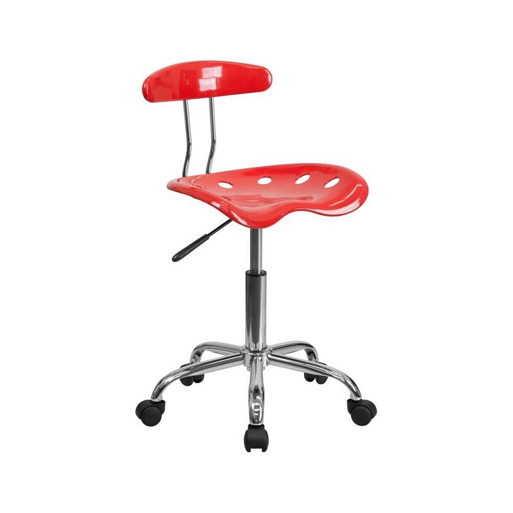 Vibrant Cherry Tomato and Chrome Swivel Task Office Chair with Tractor Seat