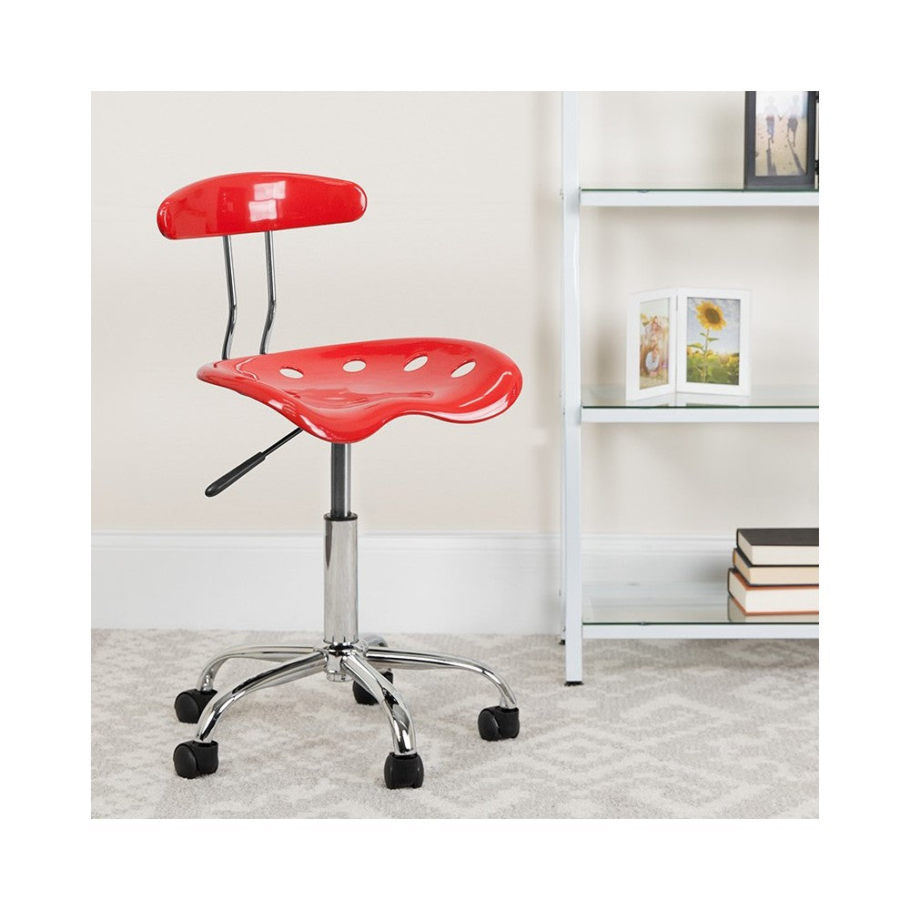 Vibrant Cherry Tomato and Chrome Swivel Task Office Chair with Tractor Seat