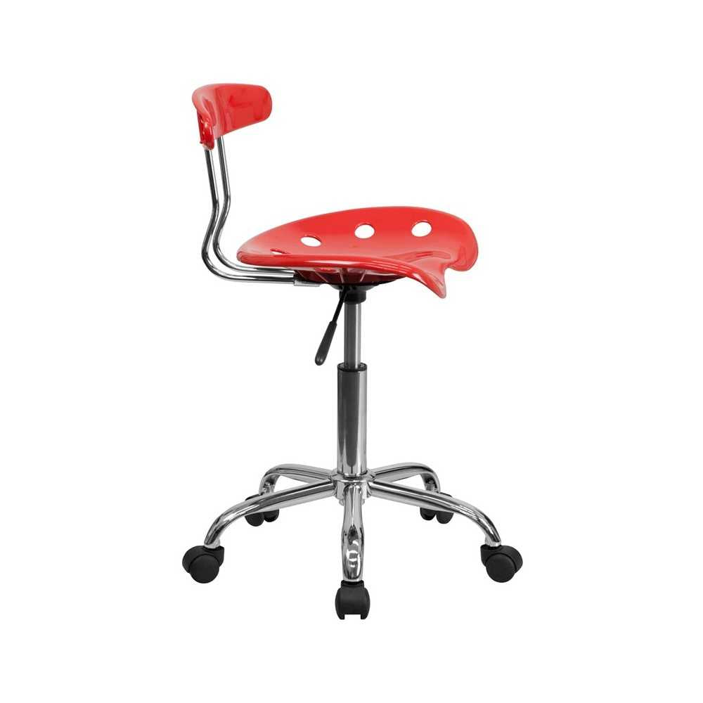 Vibrant Cherry Tomato and Chrome Swivel Task Office Chair with Tractor Seat