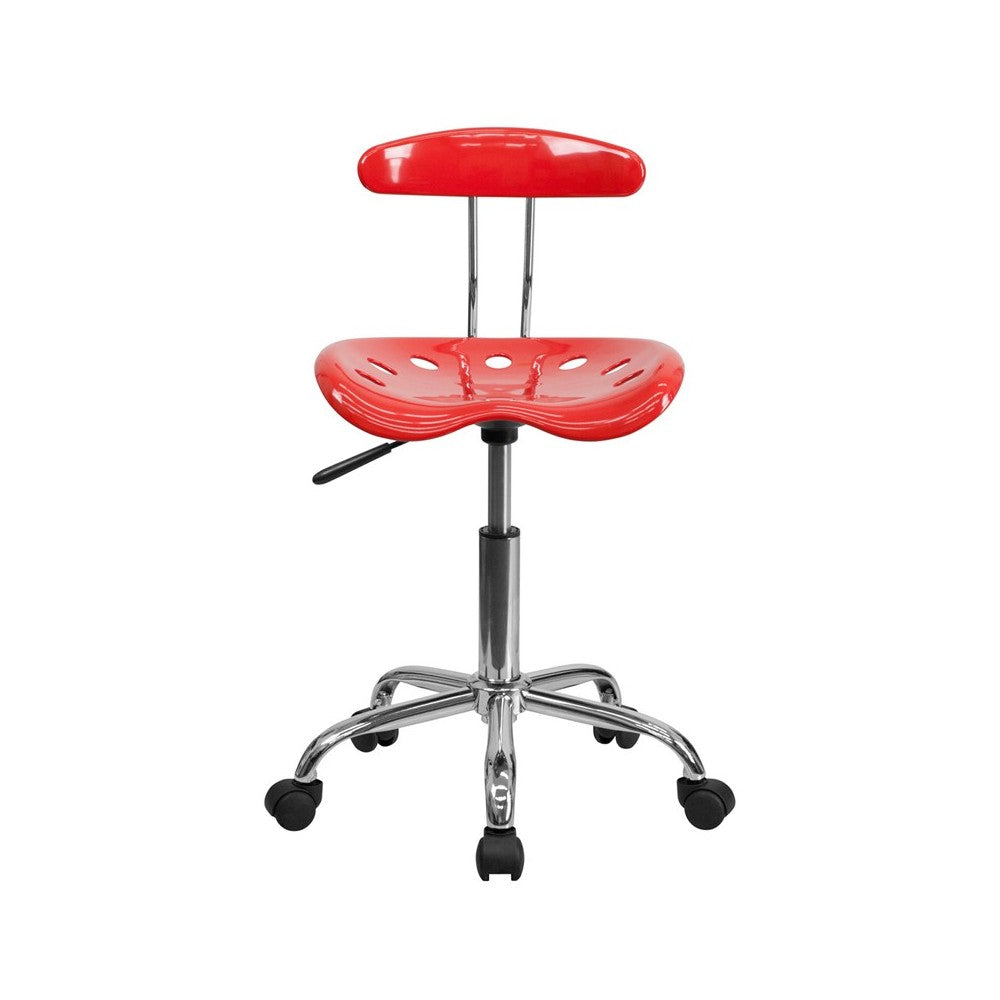 Vibrant Cherry Tomato and Chrome Swivel Task Office Chair with Tractor Seat