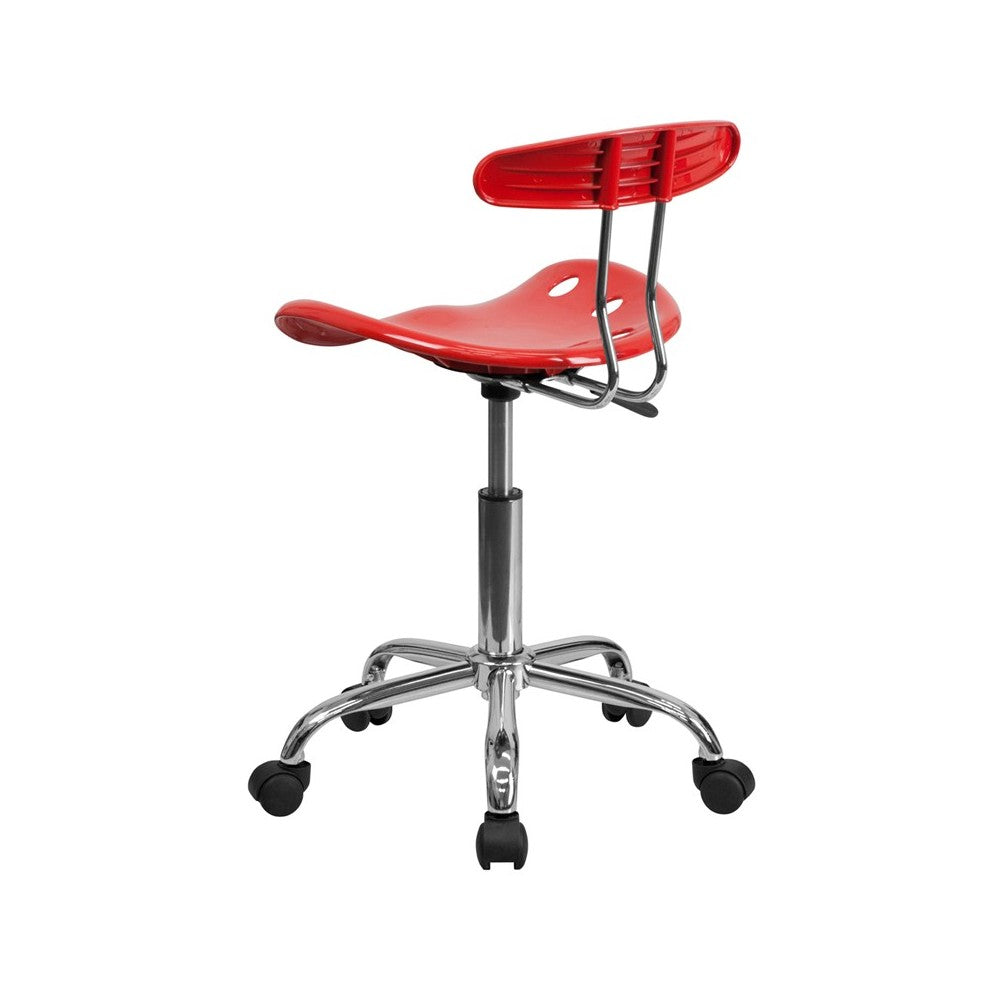 Vibrant Cherry Tomato and Chrome Swivel Task Office Chair with Tractor Seat