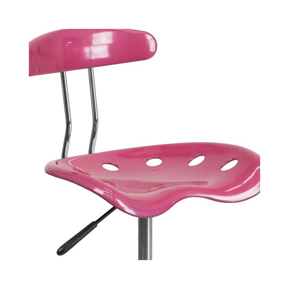 Vibrant Pink and Chrome Swivel Task Office Chair with Tractor Seat