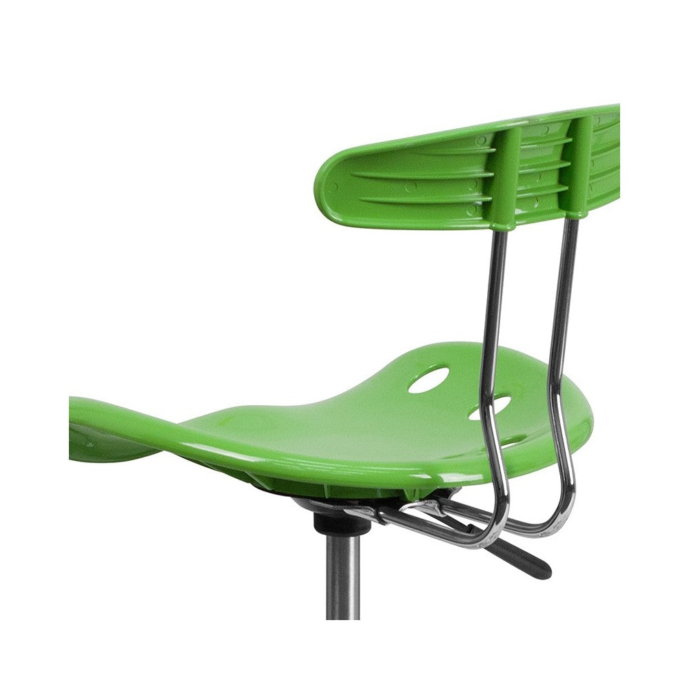 Vibrant Spicy Lime and Chrome Drafting Stool with Tractor Seat