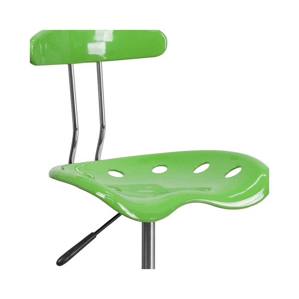 Vibrant Spicy Lime and Chrome Drafting Stool with Tractor Seat