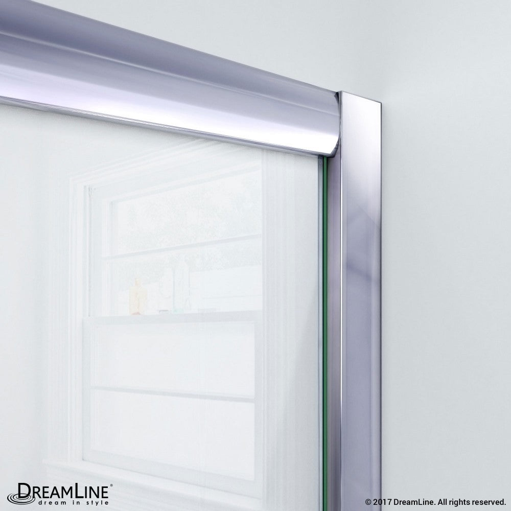 Visions 30 in. D x 60 in. W x 76 3/4 in. H Sliding Shower Door in Brushed Nickel with Left Drain White Base, Backwalls