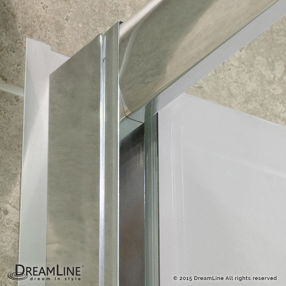 Visions 30 in. D x 60 in. W x 76 3/4 in. H Sliding Shower Door in Chrome with Right Drain White Base, Backwalls