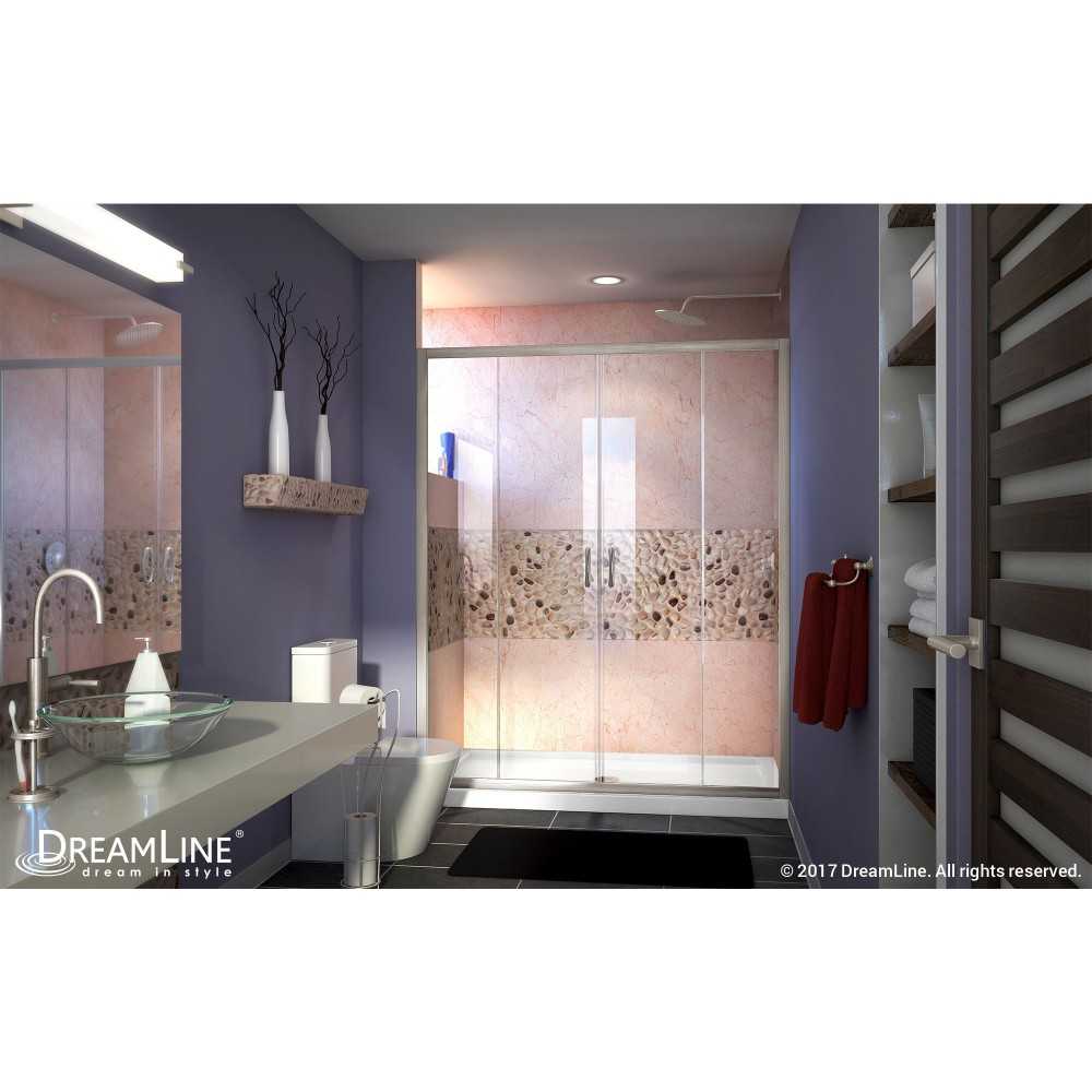 Visions 56-60 in. W x 72 in. H Semi-Frameless Sliding Shower Door in Brushed Nickel