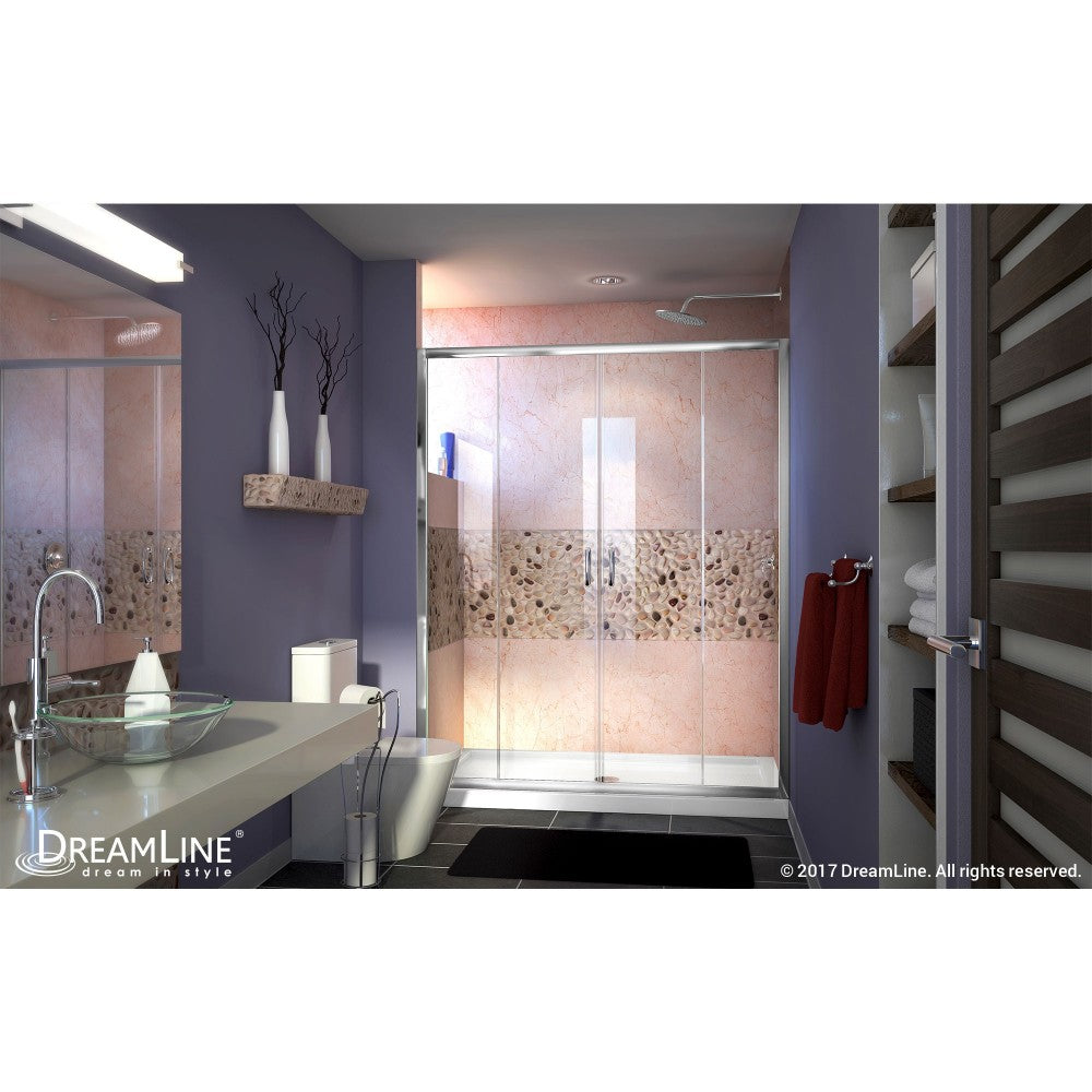 Visions 56-60 in. W x 72 in. H Semi-Frameless Sliding Shower Door in Chrome