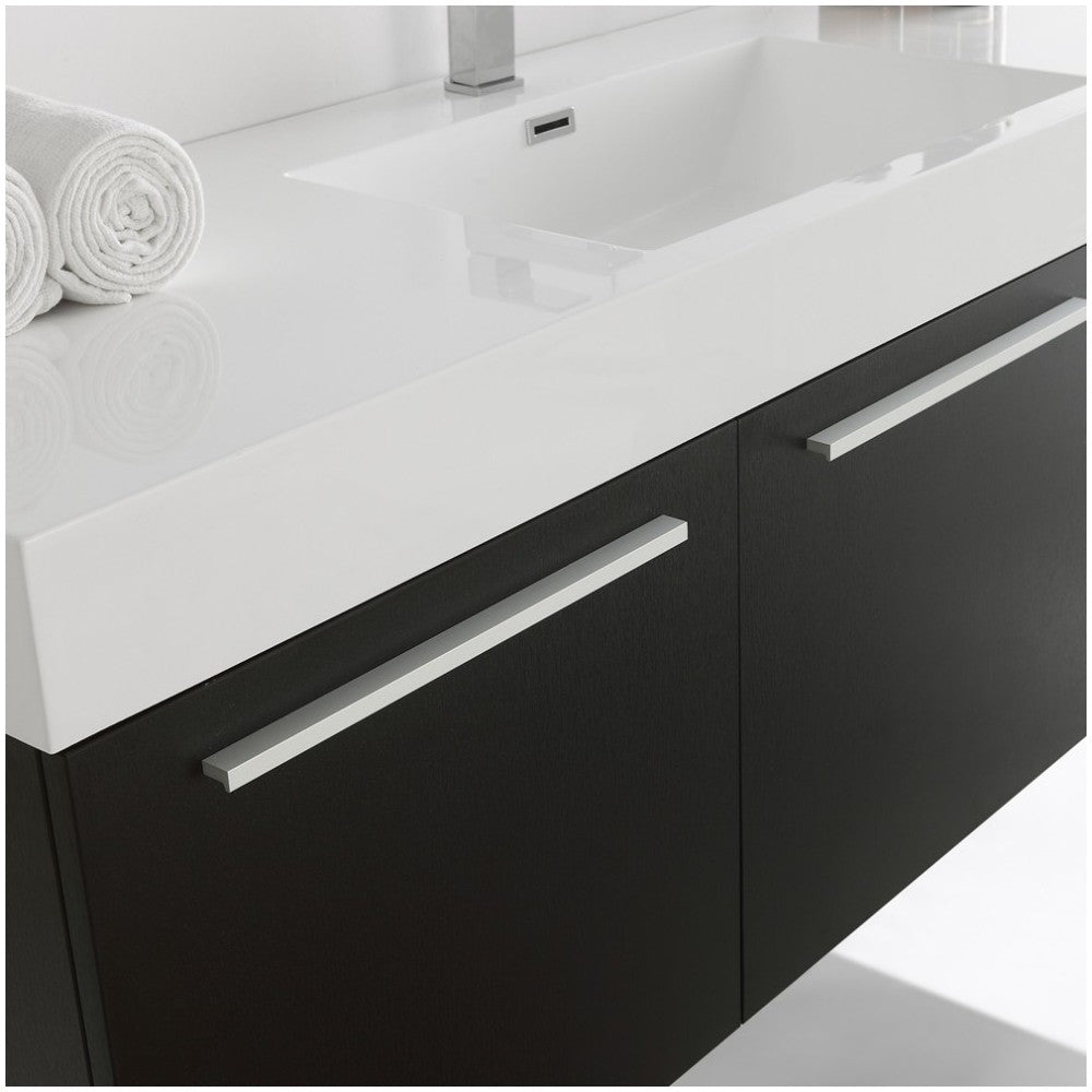 Vista 60" Black Wall Hung Single Sink Modern Bathroom Vanity w/ Medicine Cabinet