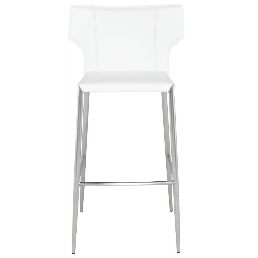 Wayne White Leather Bar Stool, HGND141