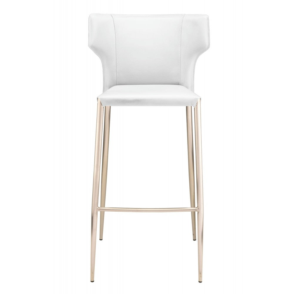 Wayne White Leather Bar Stool, HGND141