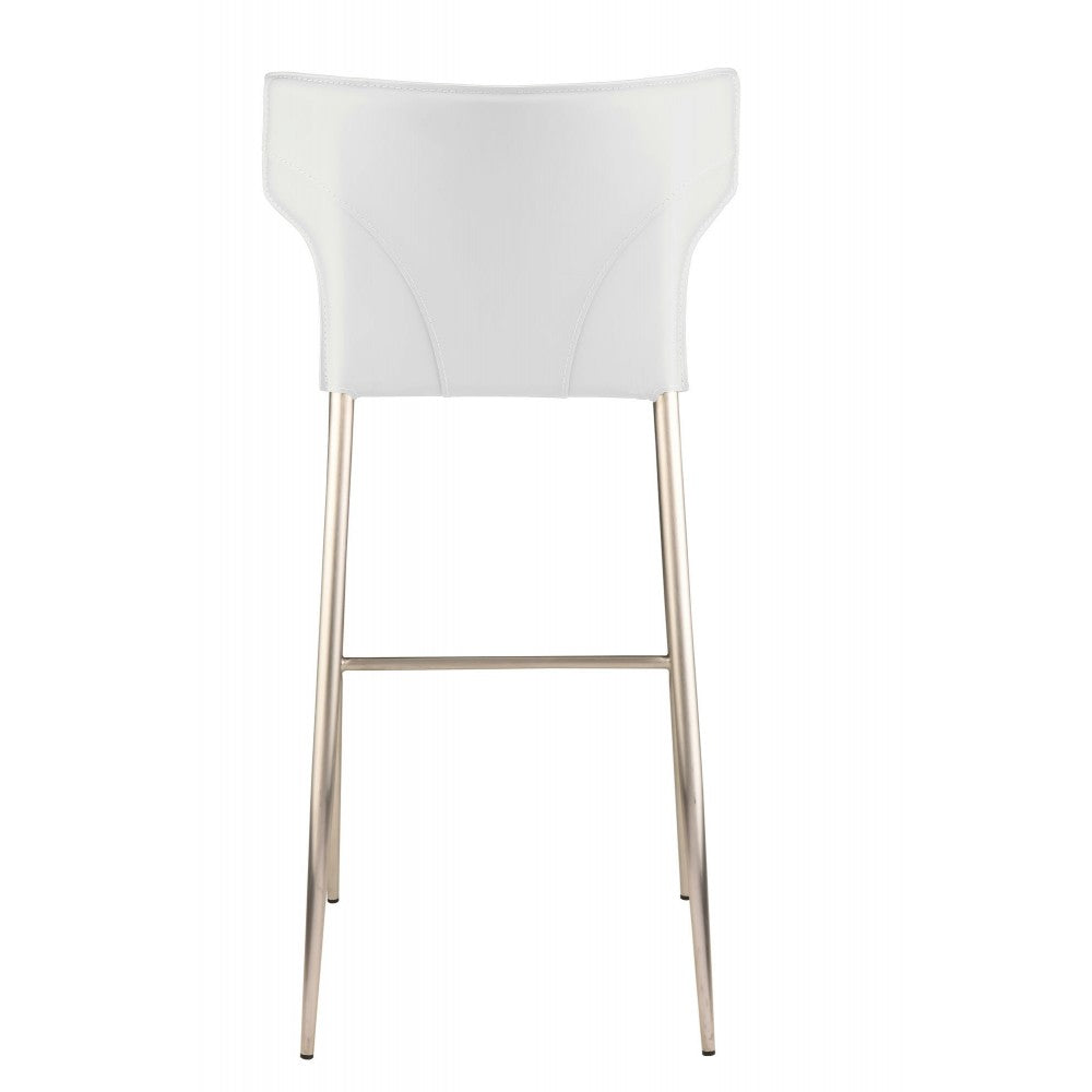 Wayne White Leather Bar Stool, HGND141