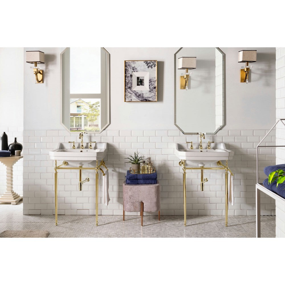 Wellington 24" Single Console Single Sink w/ Brass Finish Stand