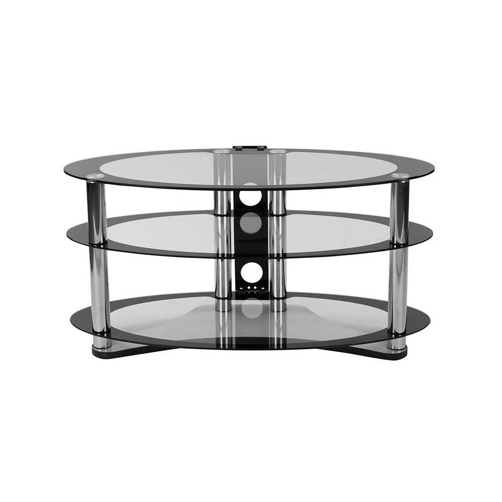 Westchester Two-Tone Glass TV Stand with Shelves and Chrome Tubing