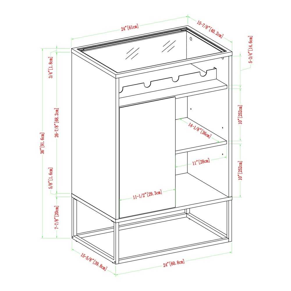 William 24" 1 Door Glass Top Bar Cabinet - Dark Walnut