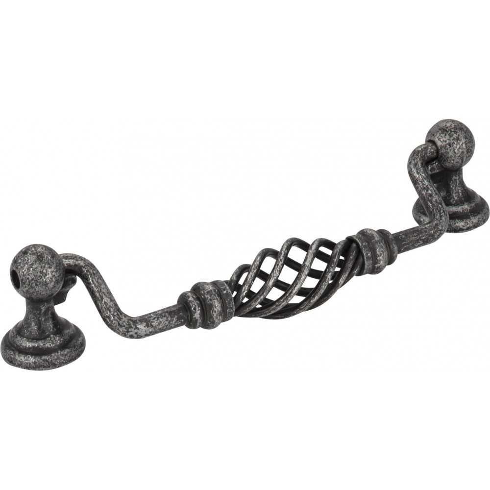 5-15/16" Overall Length Twisted Iron Cabinet Pull. Holes are 128 mm center-to-center.