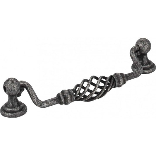 5-15/16" Overall Length Twisted Iron Cabinet Pull. Holes are 128 mm center-to-center.