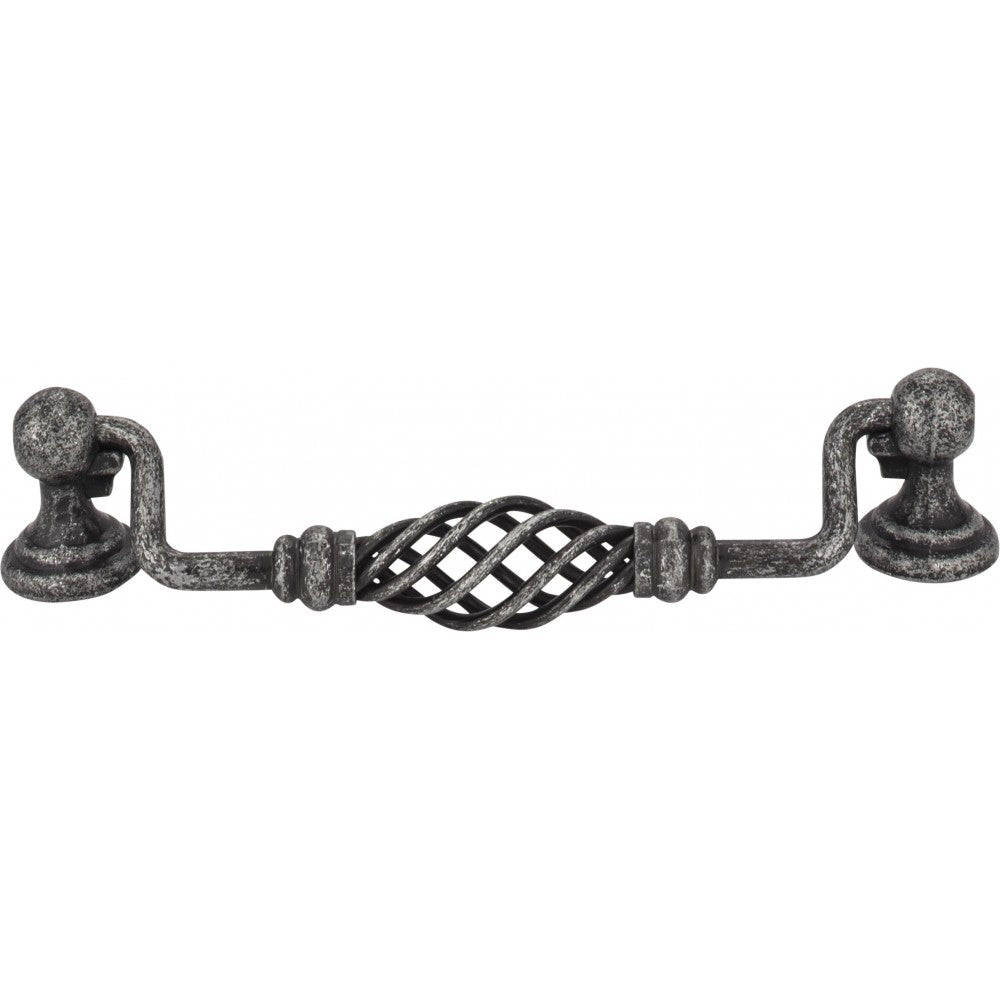 5-15/16" Overall Length Twisted Iron Cabinet Pull. Holes are 128 mm center-to-center.