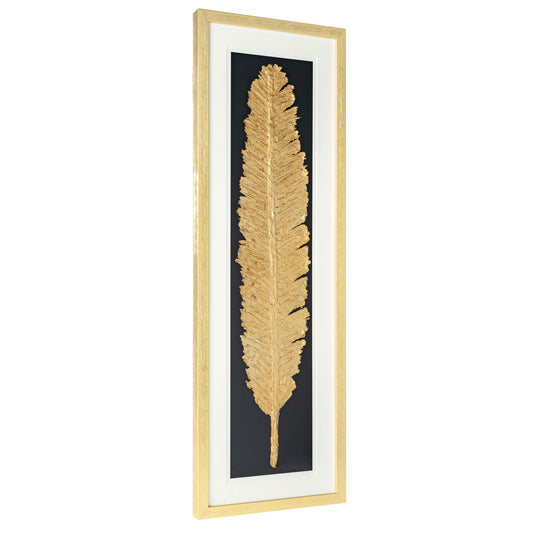 Metallic Feather Gold Shadow Box