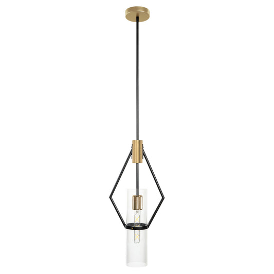 Everly Single Light Pendant Black And Brass