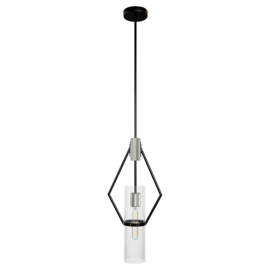 Everly Single Light Pendant Black And Chrome