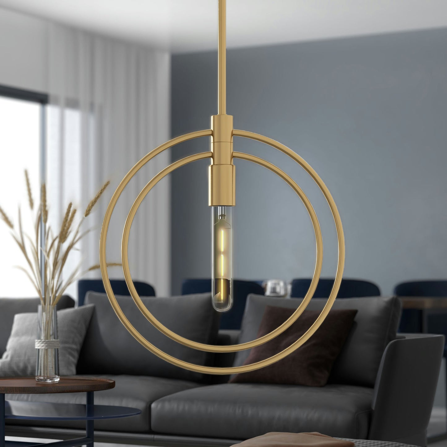 Nyla Single Light Brass Pendant