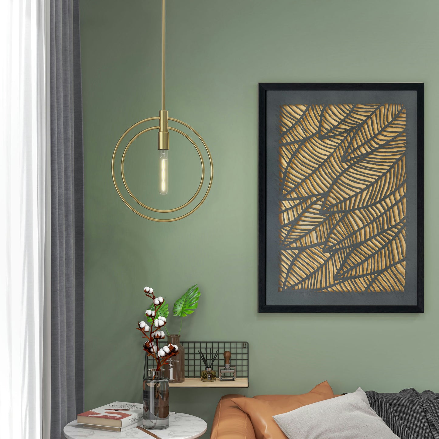 Nyla Single Light Brass Pendant