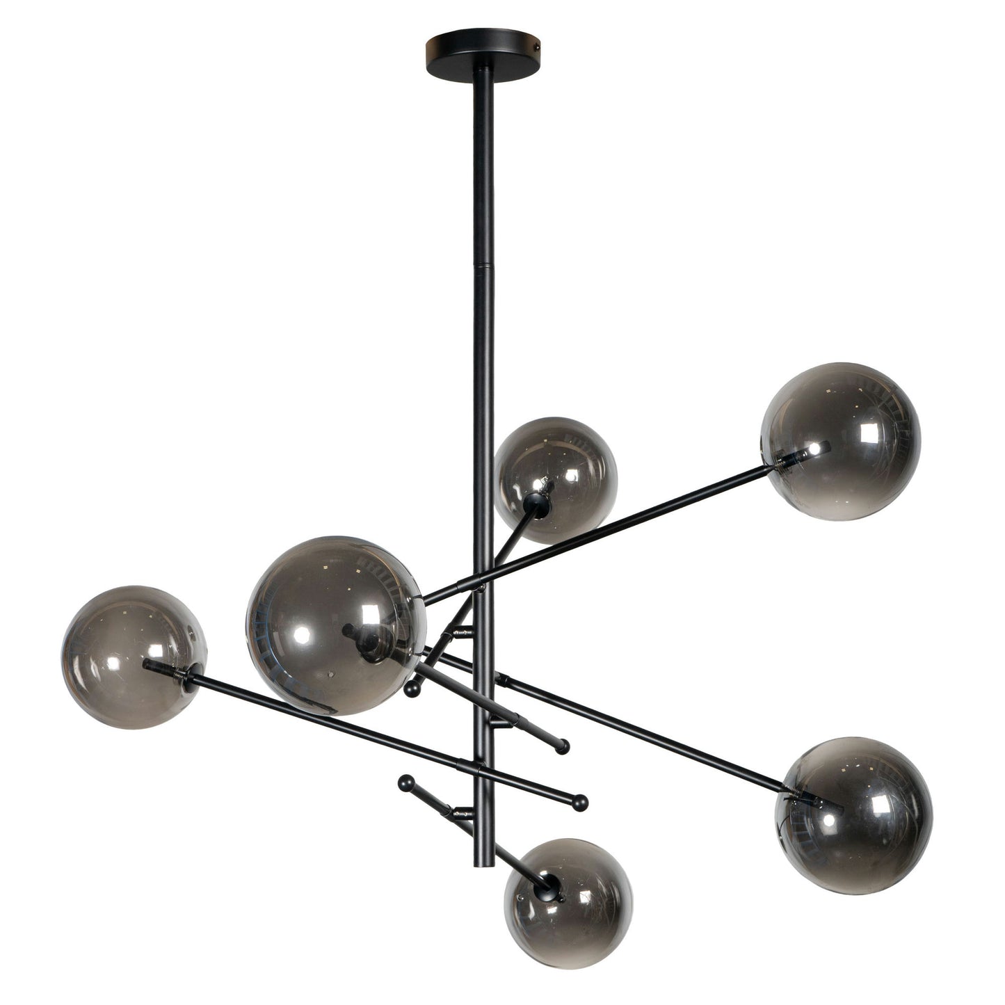 Javier 6 Light Black Metal And Glass Sputnik Chandelier