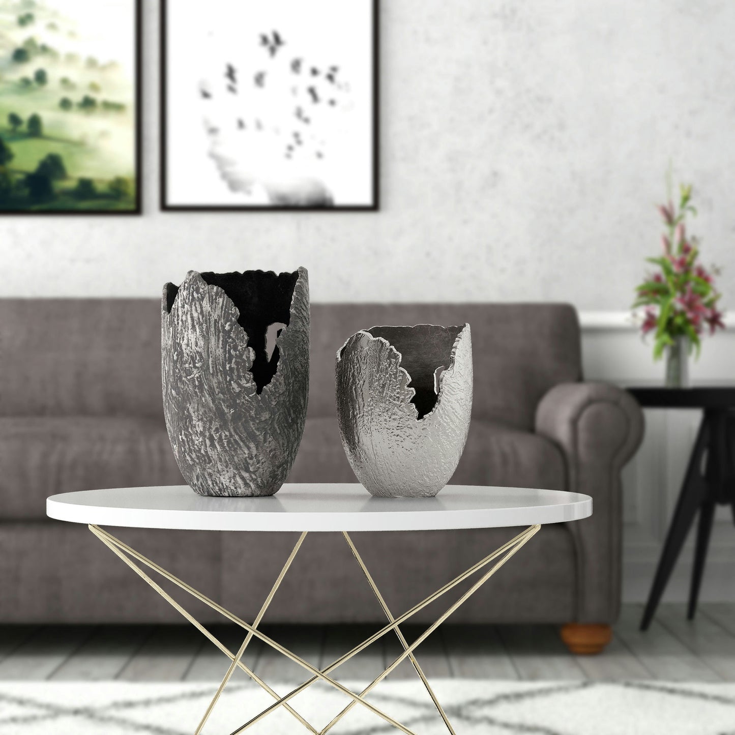 Terra Metal Vase Large Gray