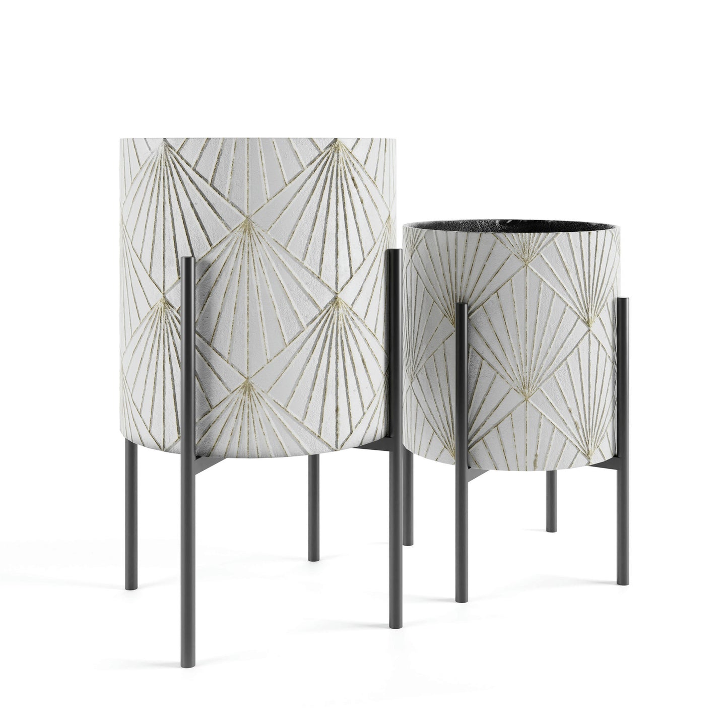 Yara Metal White & Gold Floor Planters S2