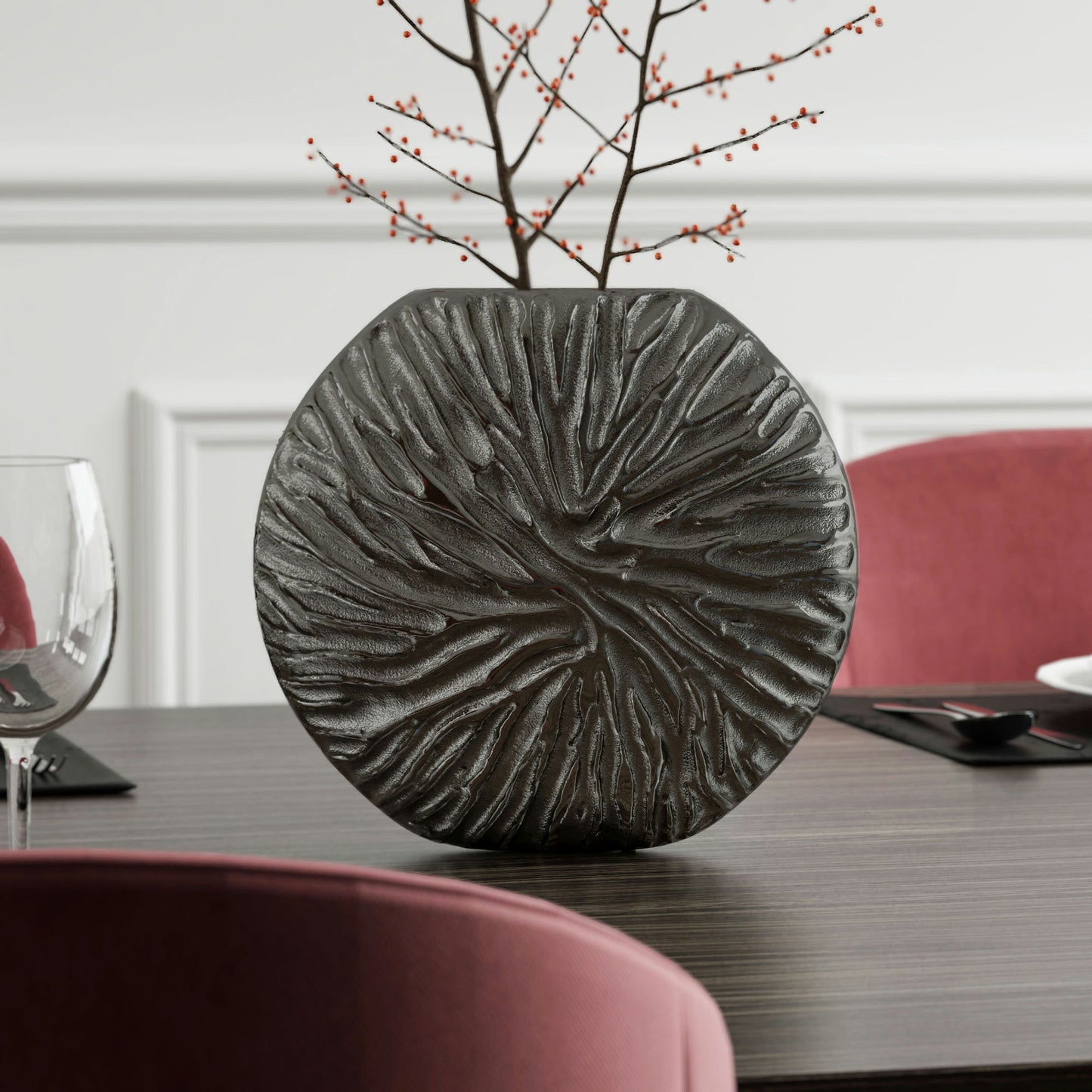 Cadence 10" Metal Table Vase Large Gray