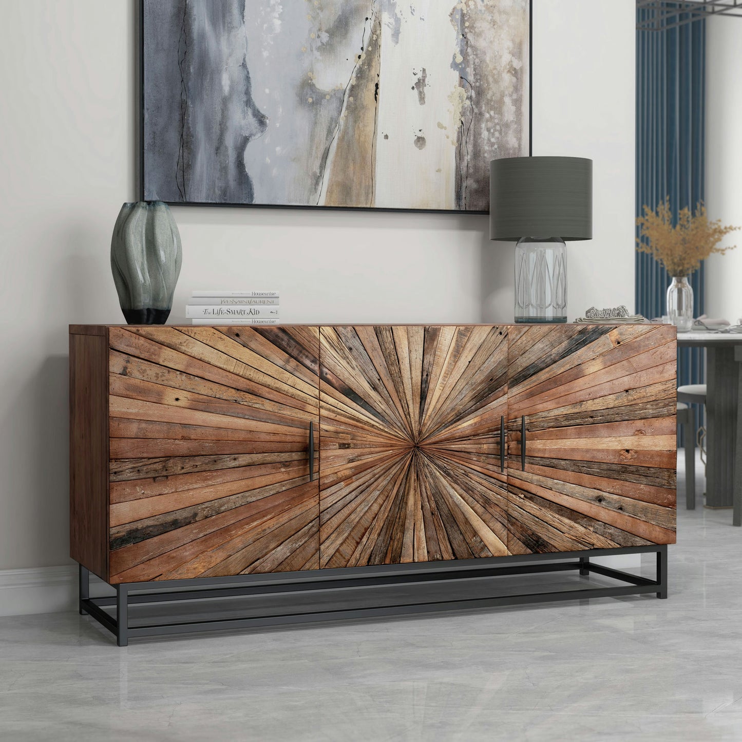 Preston 63" Wide 3 Door Reclaimed Wood Sideboard