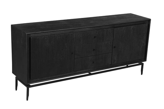 Camilo 69" Wide 3 Door Black Wood Sideboard