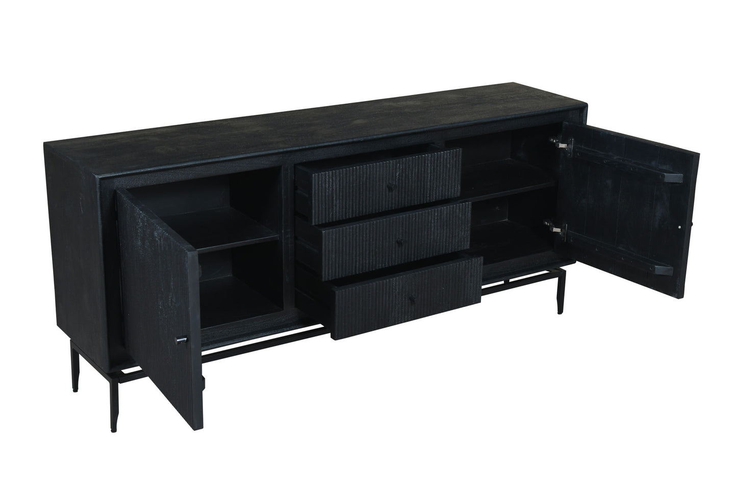 Camilo 69" Wide 3 Door Black Wood Sideboard