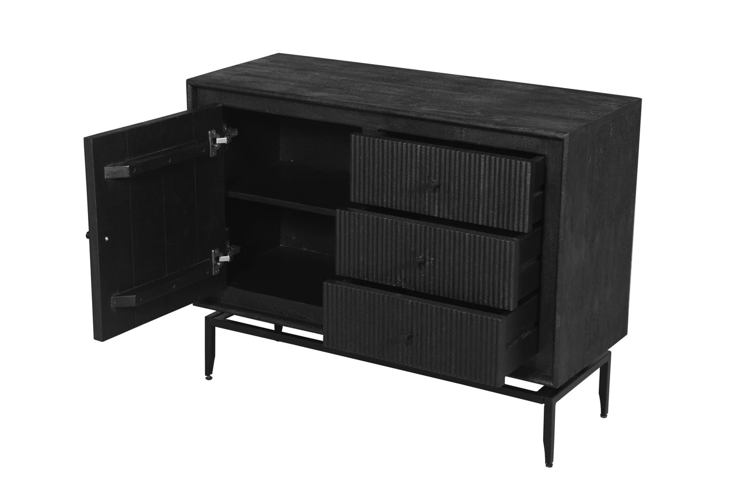 Camilo 3 Drawer Wood Black Accent Cabinet